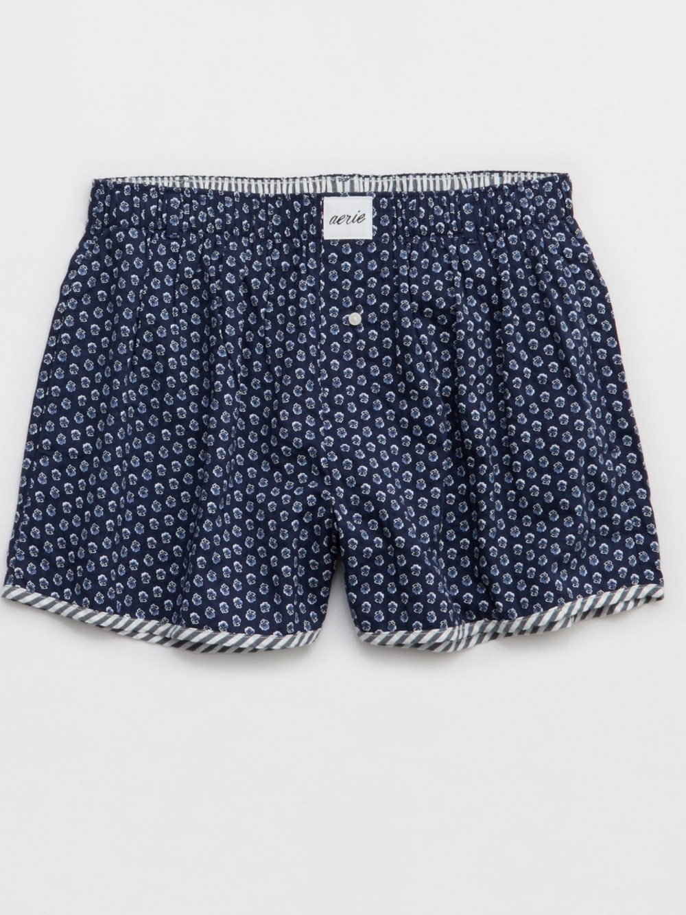 aerie Navy Seersuckers Boy Boxers Micro-Print High Waist Lounge Shorts, Size XL